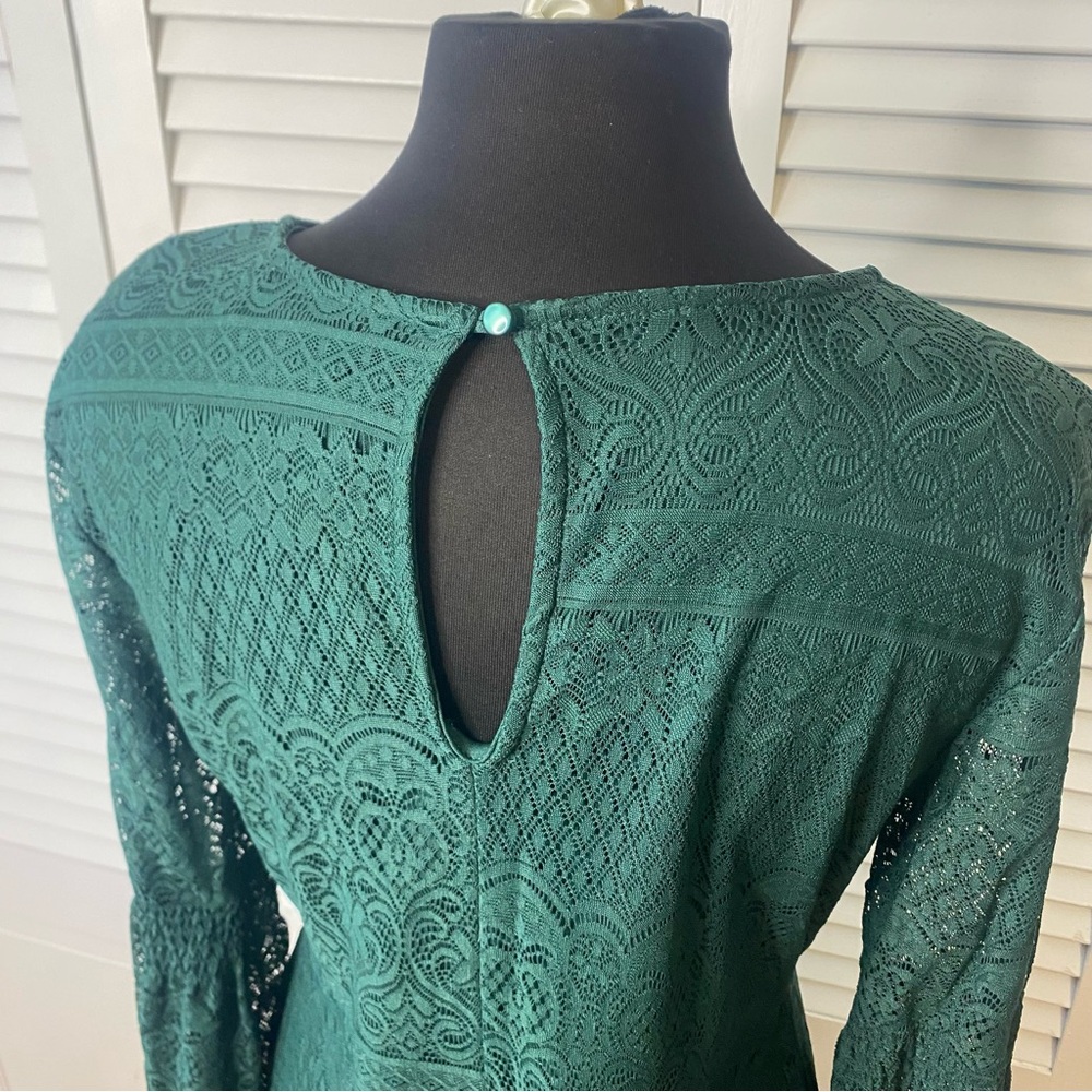 Elegant Emerald Green Lace Dress | Size XXL - Picture 4 of 6